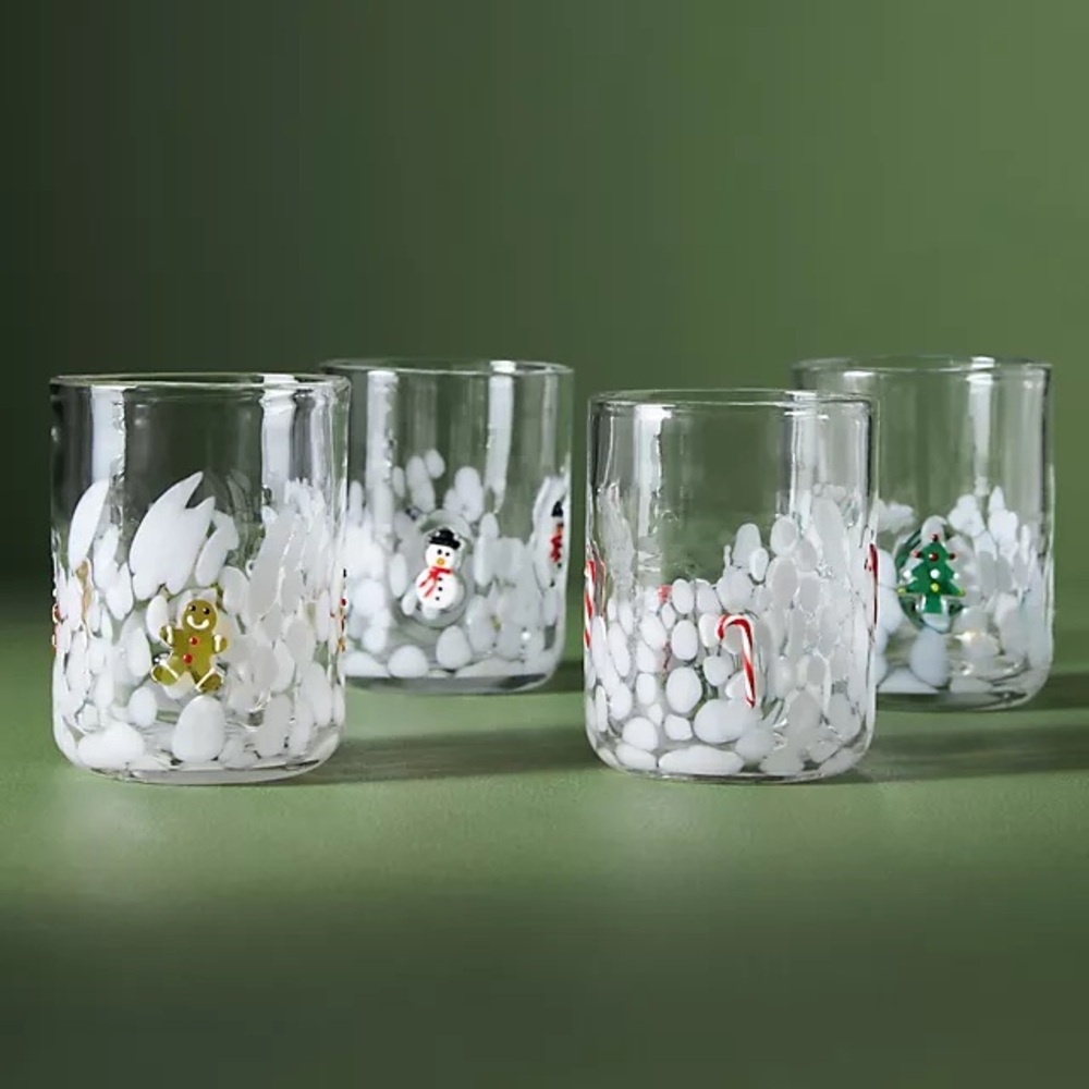 Anthropologie Christmas Icon Juice Glasses
